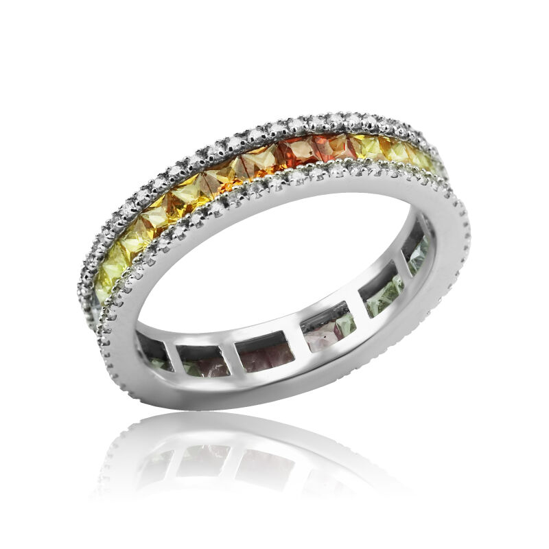 2.21 Karat Multi Colour Safir Pırlanta Yüzük - IDL Sertifikalı - 2