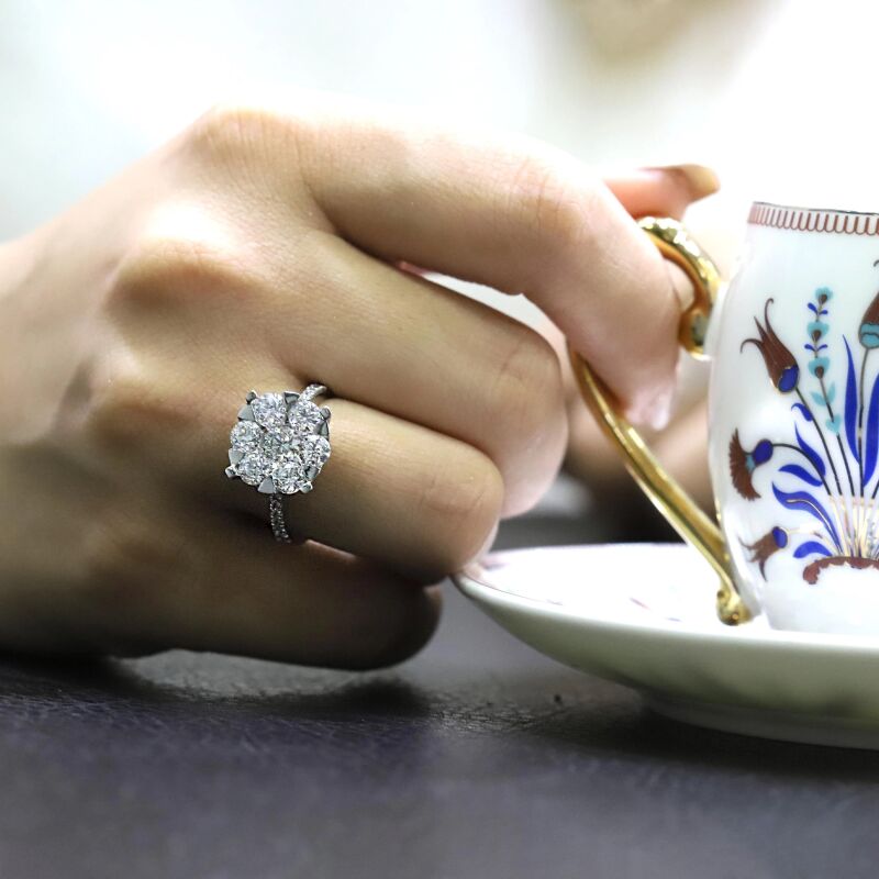 2.22 Karat Pırlanta Coronet Yüzük - IDL Sertifikalı - 4
