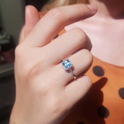 2.27 Karat Pırlanta Aqua Safir Yüzük - IDL Sertifikalı - 3