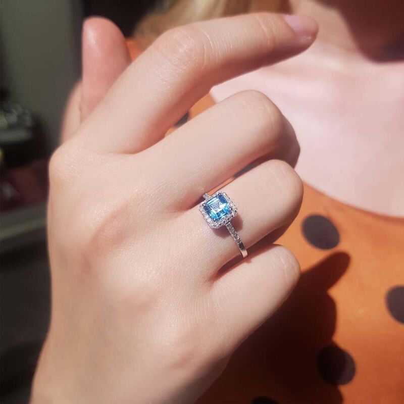 2.27 Karat Pırlanta Aqua Safir Yüzük - IDL Sertifikalı - 3