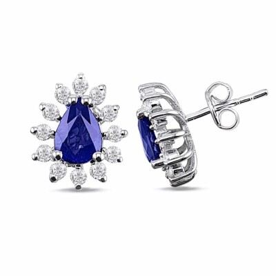 2.29 Karat Pırlanta Safir Küpe - IDL Sertifikalı - 1
