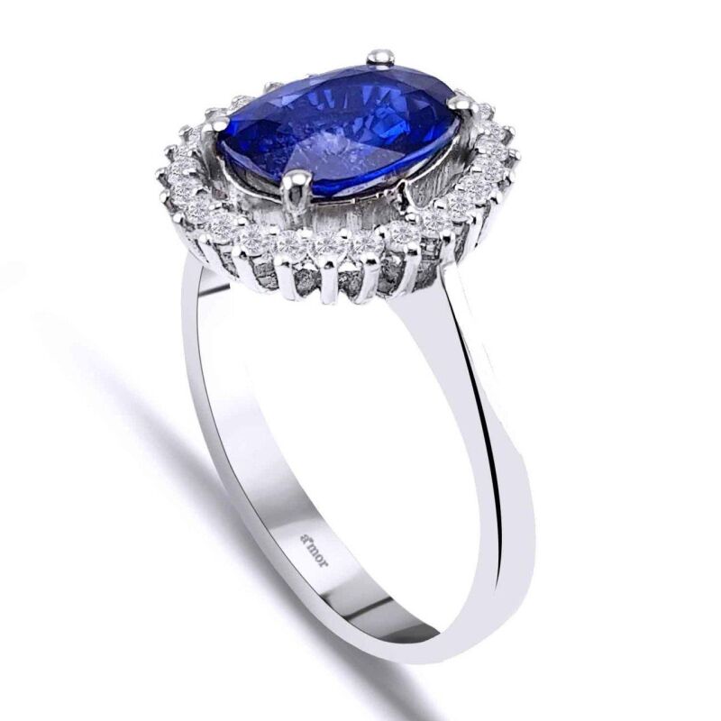 2.31 Karat Pırlanta Safir Yüzük - IDL Sertifikalı - 2