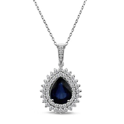 2.35 Karat Pırlanta Safir Kolye - IDL Sertifikalı - 1
