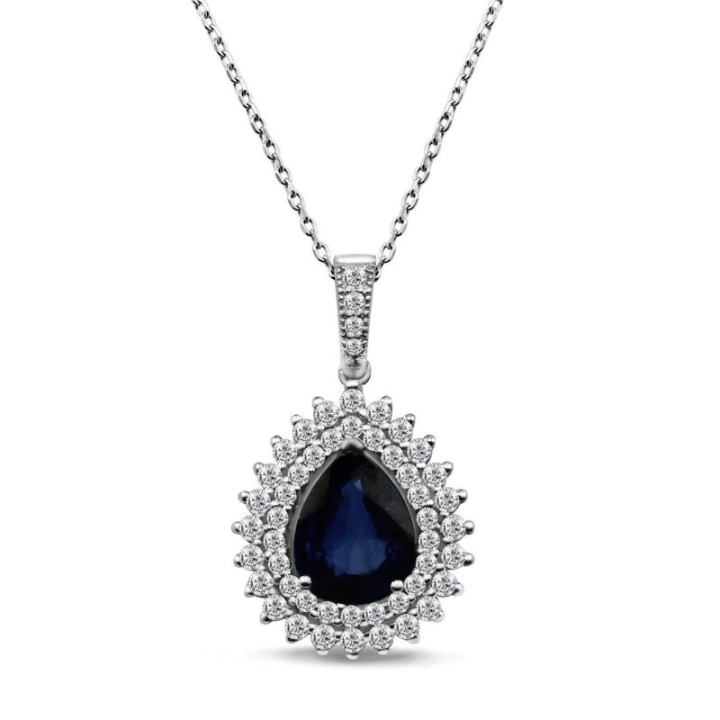 2.35 Karat Pırlanta Safir Kolye - IDL Sertifikalı - 1