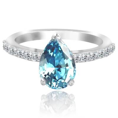 2.39 Karat Blue Topaz Pırlanta Fantezi Yüzük - IDL Sertifikalı - 1