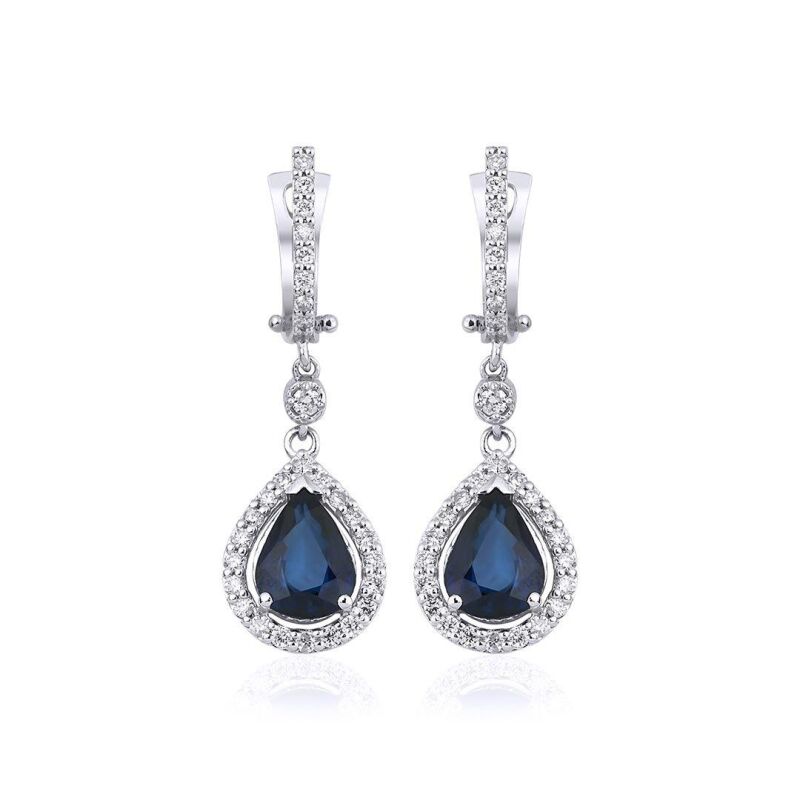 2.40 Karat Pırlanta Safir Küpe - IDL Sertifikalı - 1