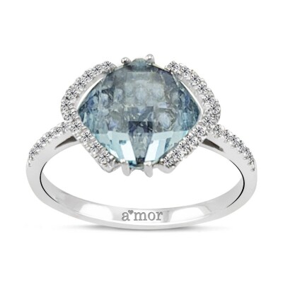 2.50 Karat Blue Topaz Pırlanta Fantezi Yüzük - IDL Sertifikalı - 1