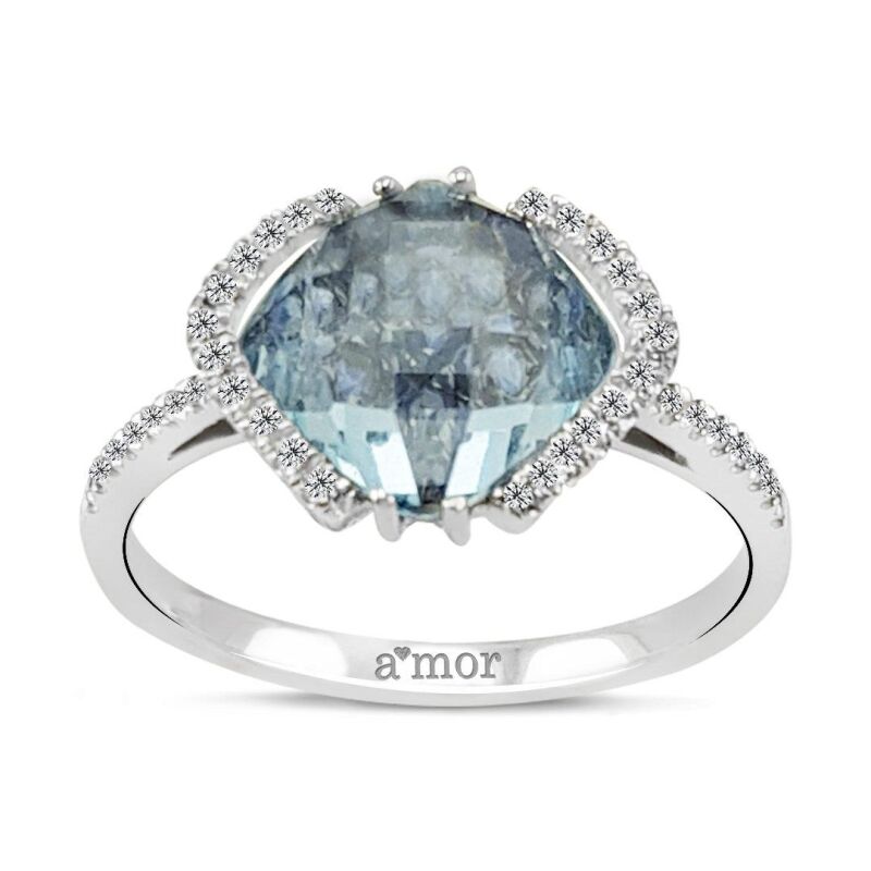 2.50 Karat Blue Topaz Pırlanta Fantezi Yüzük - IDL Sertifikalı - 1