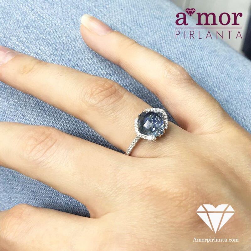 2.50 Karat Blue Topaz Pırlanta Fantezi Yüzük - IDL Sertifikalı - 3
