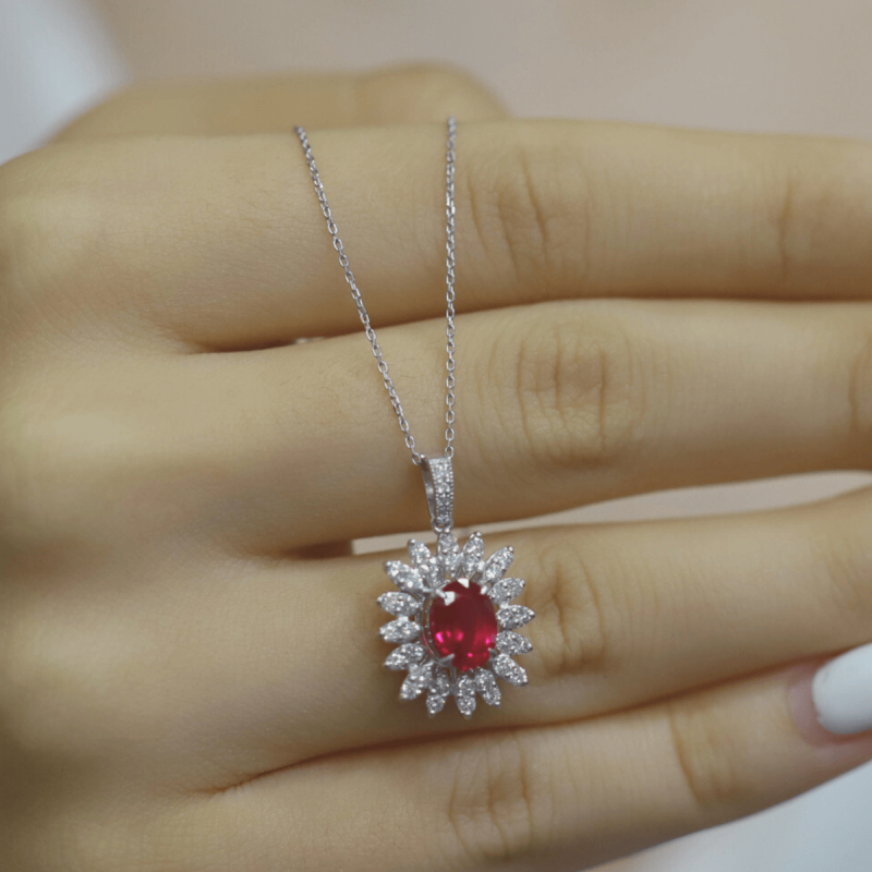 2.57 Karat Pırlanta Yakut Kolye - IDL Sertifikalı - 2