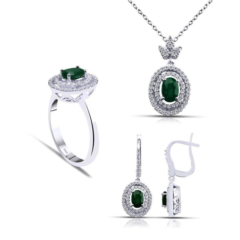 2.64 Karat Zümrüt Pırlanta Set - IDL Sertifikalı - 1