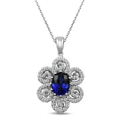 2.92 Karat Pırlanta Safir Kolye - IDL Sertifikalı - 1