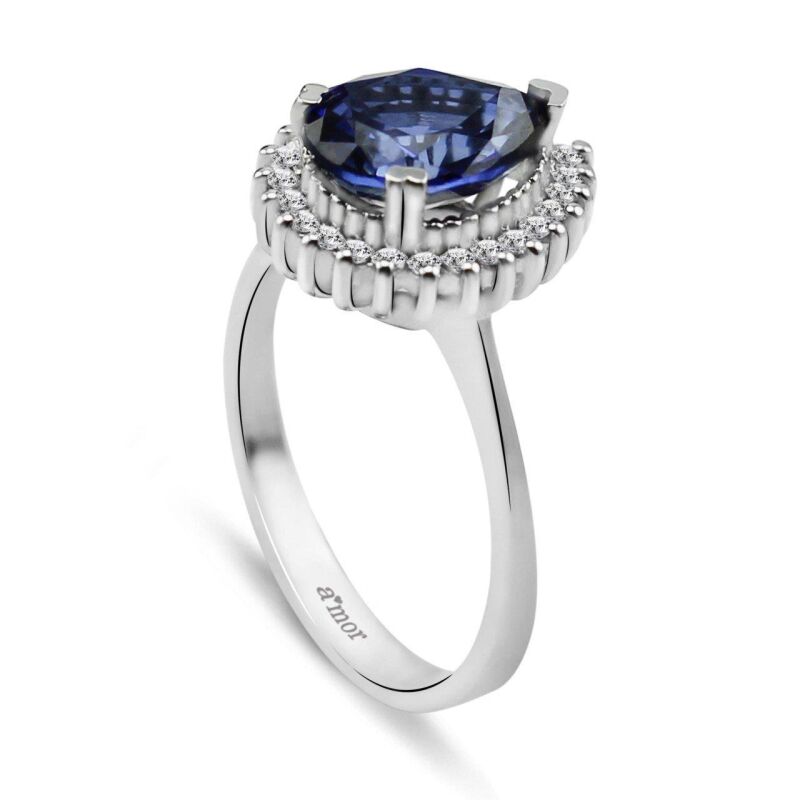 2.92 Karat Pırlanta Safir Yüzük - IDL Sertifikalı - 2
