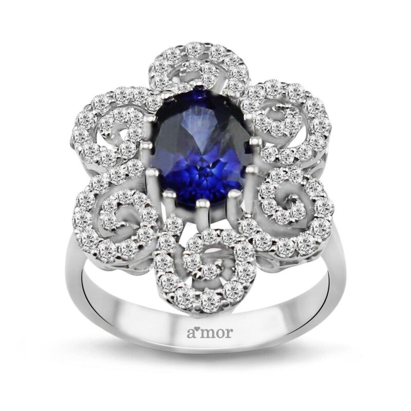 2.92 Karat Pırlanta Safir Yüzük - IDL Sertifikalı - 1
