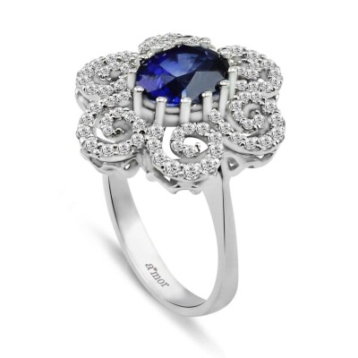 2.92 Karat Pırlanta Safir Yüzük - IDL Sertifikalı - 2