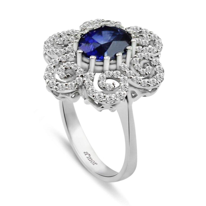 2.92 Karat Pırlanta Safir Yüzük - IDL Sertifikalı - 2
