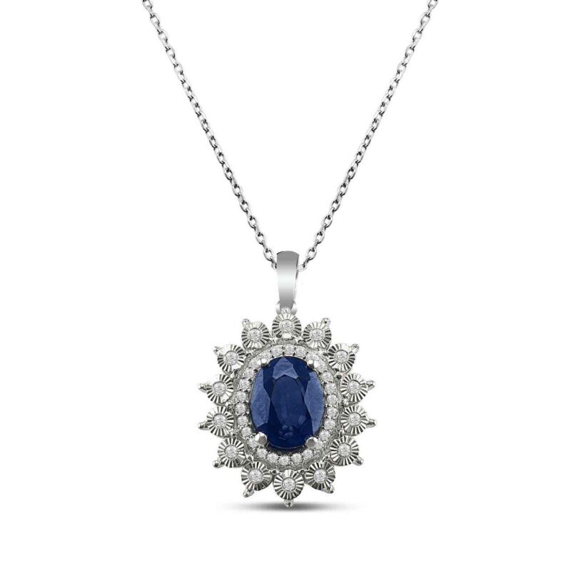 2.93 Karat Pırlanta Safir Kolye - IDL Sertifikalı - 1