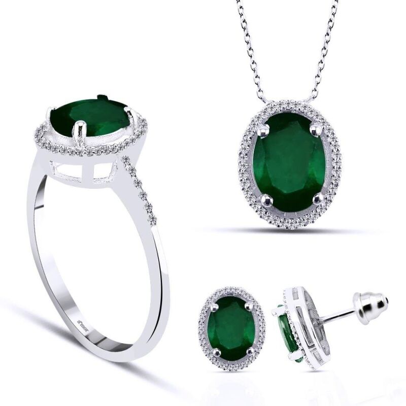 2.94 Karat Zümrüt Pırlanta Set - IDL Sertifikalı - 1