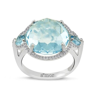 3.18 Karat Blue Topaz Pırlanta Fantezi Yüzük - IDL Sertifikalı - 1
