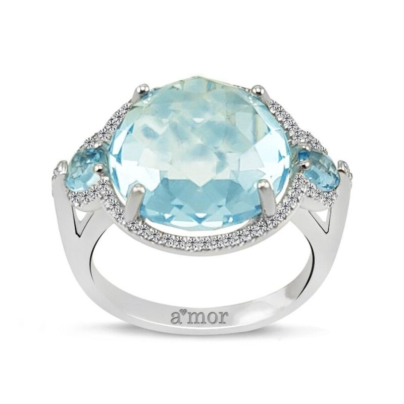 3.18 Karat Blue Topaz Pırlanta Fantezi Yüzük - IDL Sertifikalı - 1