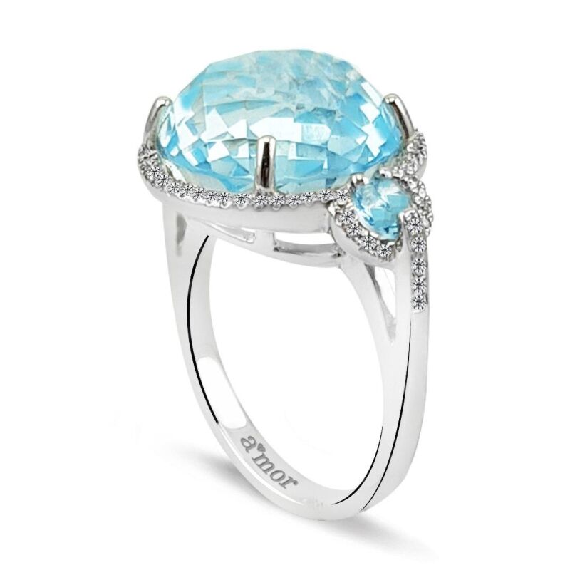 3.18 Karat Blue Topaz Pırlanta Fantezi Yüzük - IDL Sertifikalı - 2