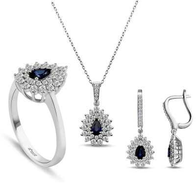 3.35 Karat Safir Pırlanta Set - 1