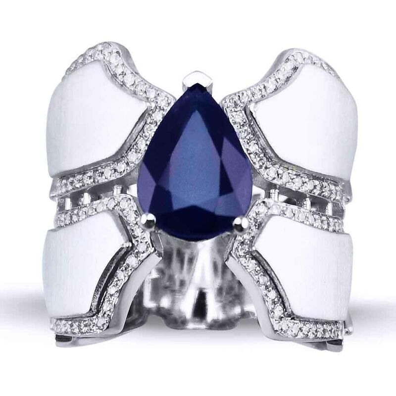 3.36 Karat Pırlanta Safir Yüzük - IDL Sertifikalı - 1