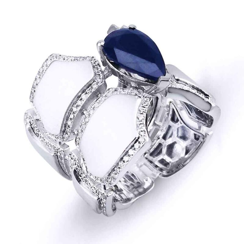 3.36 Karat Pırlanta Safir Yüzük - IDL Sertifikalı - 2