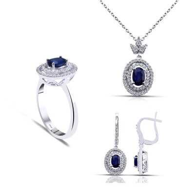 3.44 Karat Safir Pırlanta Set - 1