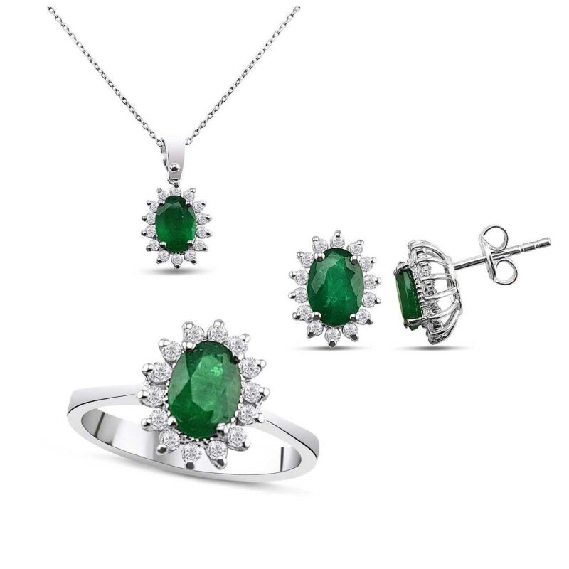 3.50 Karat Zümrüt Pırlanta Set - IDL Sertifikalı - 1