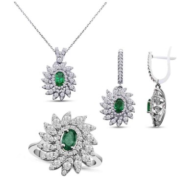 4.84 Karat Zümrüt Pırlanta Set - IDL Sertifikalı - 1