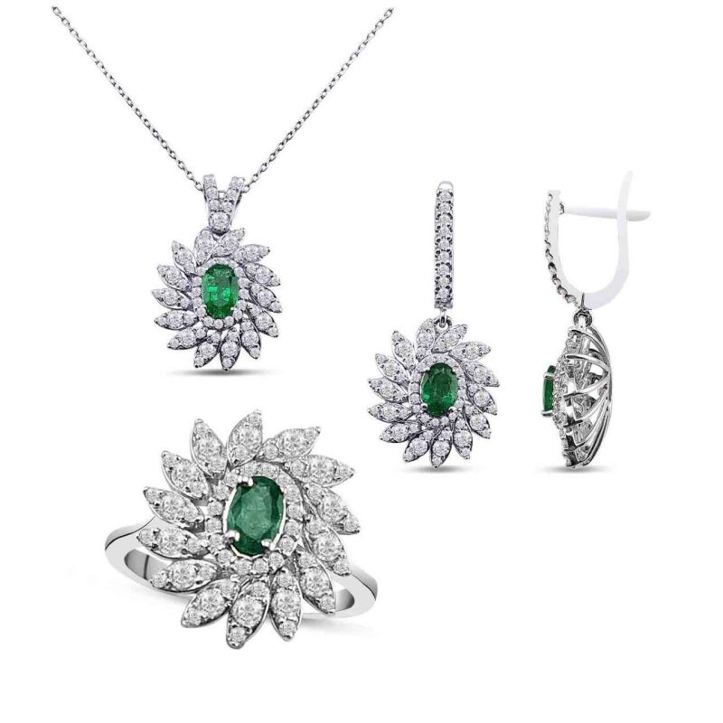 4.84 Karat Zümrüt Pırlanta Set - IDL Sertifikalı - 1