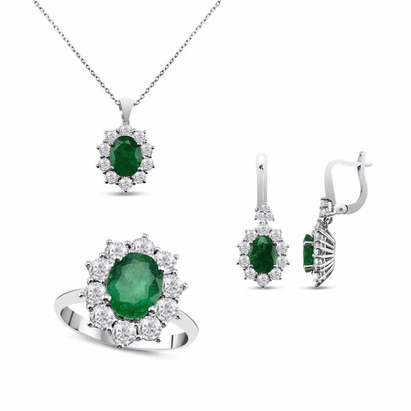 8.88 Karat Zümrüt Pırlanta Set - IDL Sertifikalı - 1
