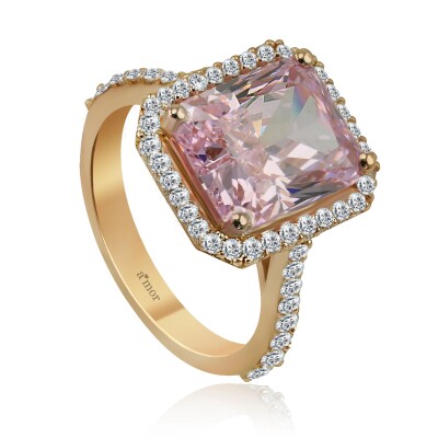 9.16 Karat Pırlanta Pink Safir Yüzük - 2