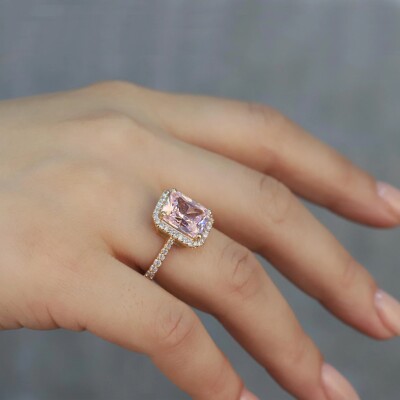 9.16 Karat Pırlanta Pink Safir Yüzük - 3