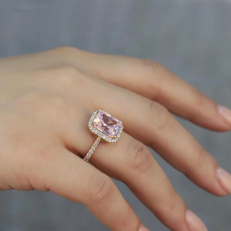 9.16 Karat Pırlanta Pink Safir Yüzük - 3