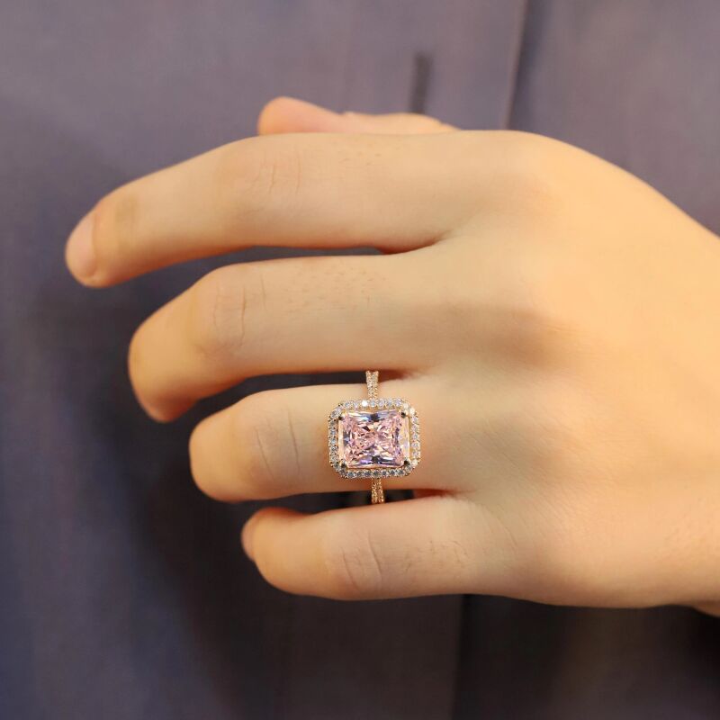 9.16 Karat Pırlanta Pink Safir Yüzük - 4