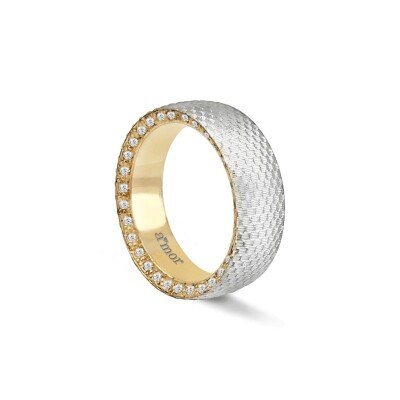 Desenli Taşlı Rose/Beyaz Altın Kadın Alyans - Amor Pırlanta