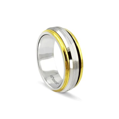 Şeritli Sarı/Beyaz Altın Erkek Alyans - Amor Pırlanta